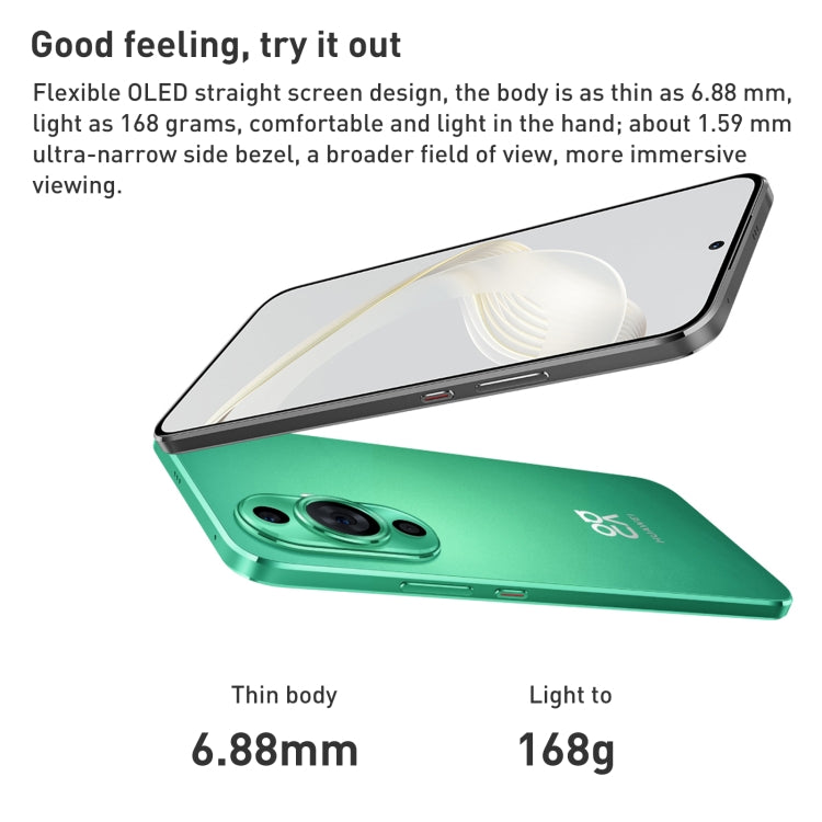 Dual Back Cameras, Screen Fingerprint Identification, 6.7 inch Kunlun Glass HarmonyOS Qualcomm Snapdragon 778G 4G Octa Core up to 2.4GHz, Network: 4G, OTG, NFC, Not Support Google Play, nova 11 512GB Kunlun Glass