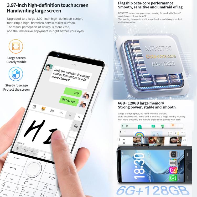 DOOV R70 Keypad Phone, 6GB+128GB, 4 inch Android 13 Mediatek MT6762 Octa Core, Network: 4G, Support Google Store, with Camera, With Camera