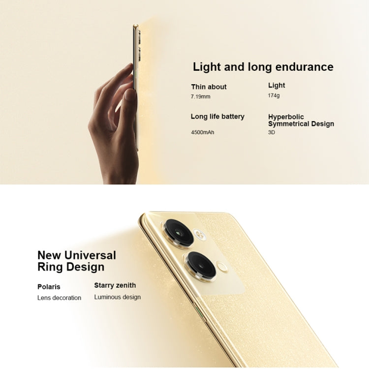 Dual Back Cameras, 6.7 inch ColorOS 13 / Android 13 Qualcomm Snapdragon 778G 5G Octa Core up to 2.4Ghz, Network: 5G, Support Google Play, Reno9 12GB+512GB, 12GB+512GB